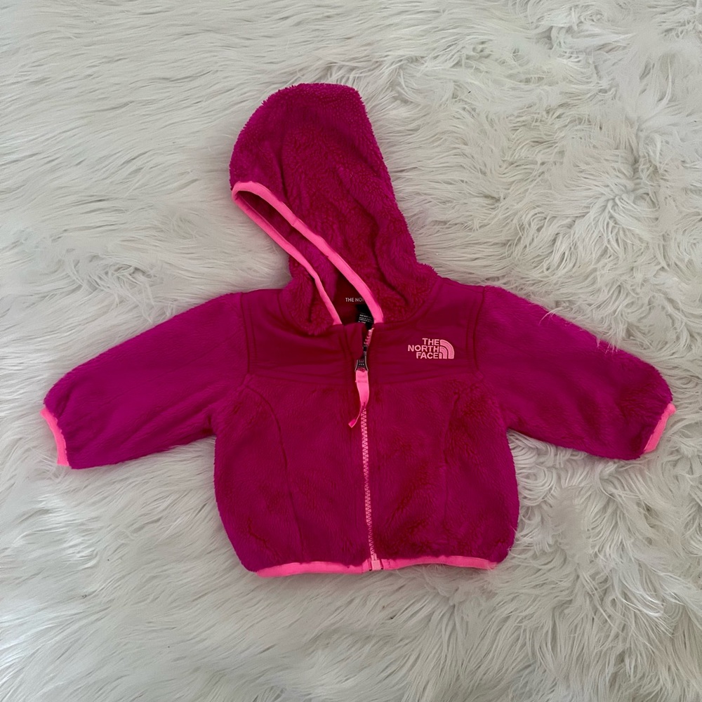 Zip-up hooded fleece jacket for your little girl, in excellent condition!